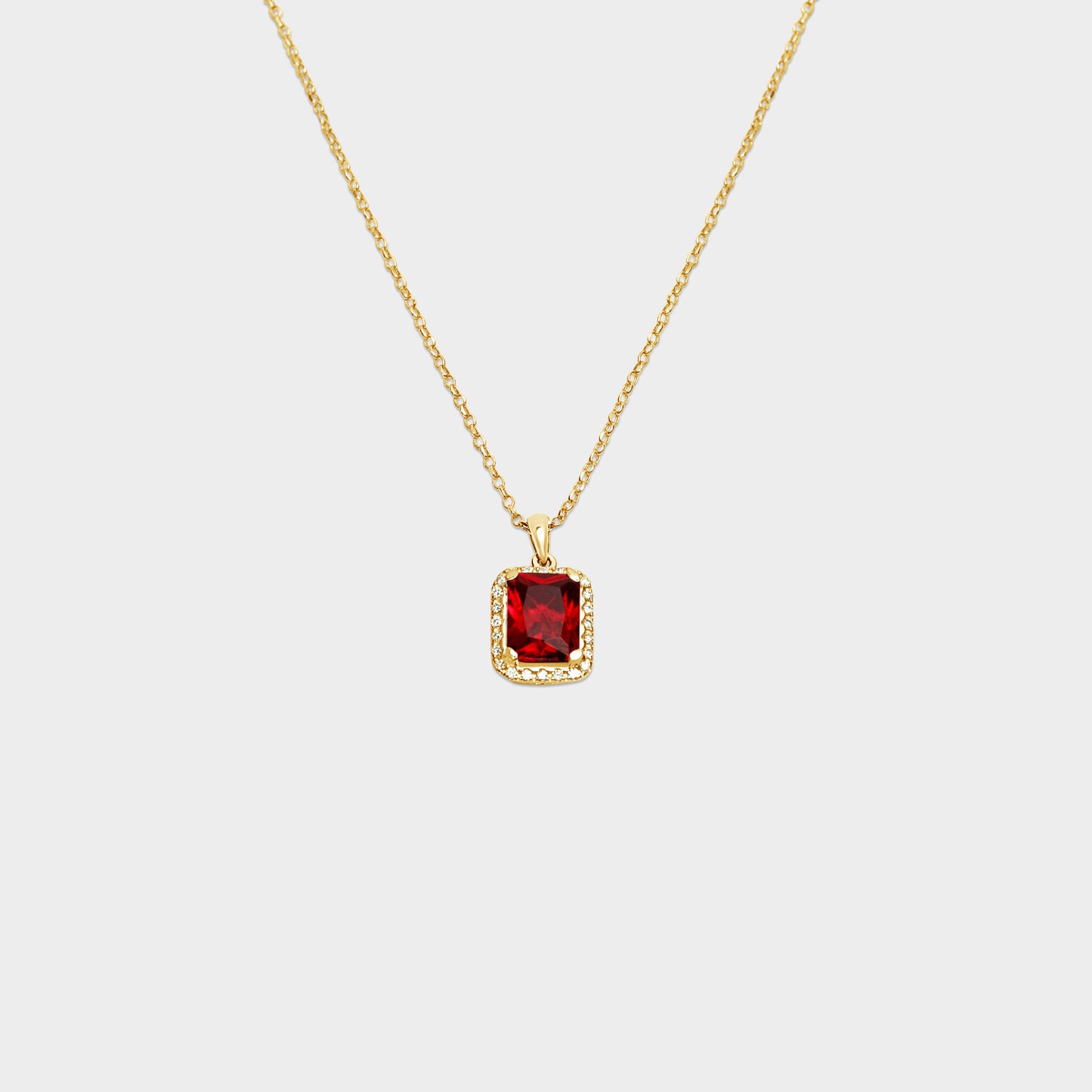 Felmeny Red Emerald Necklace in Gold with Diamonds