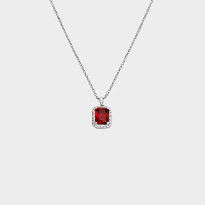 Felmeny Red Emerald Necklace in White Gold with Diamonds