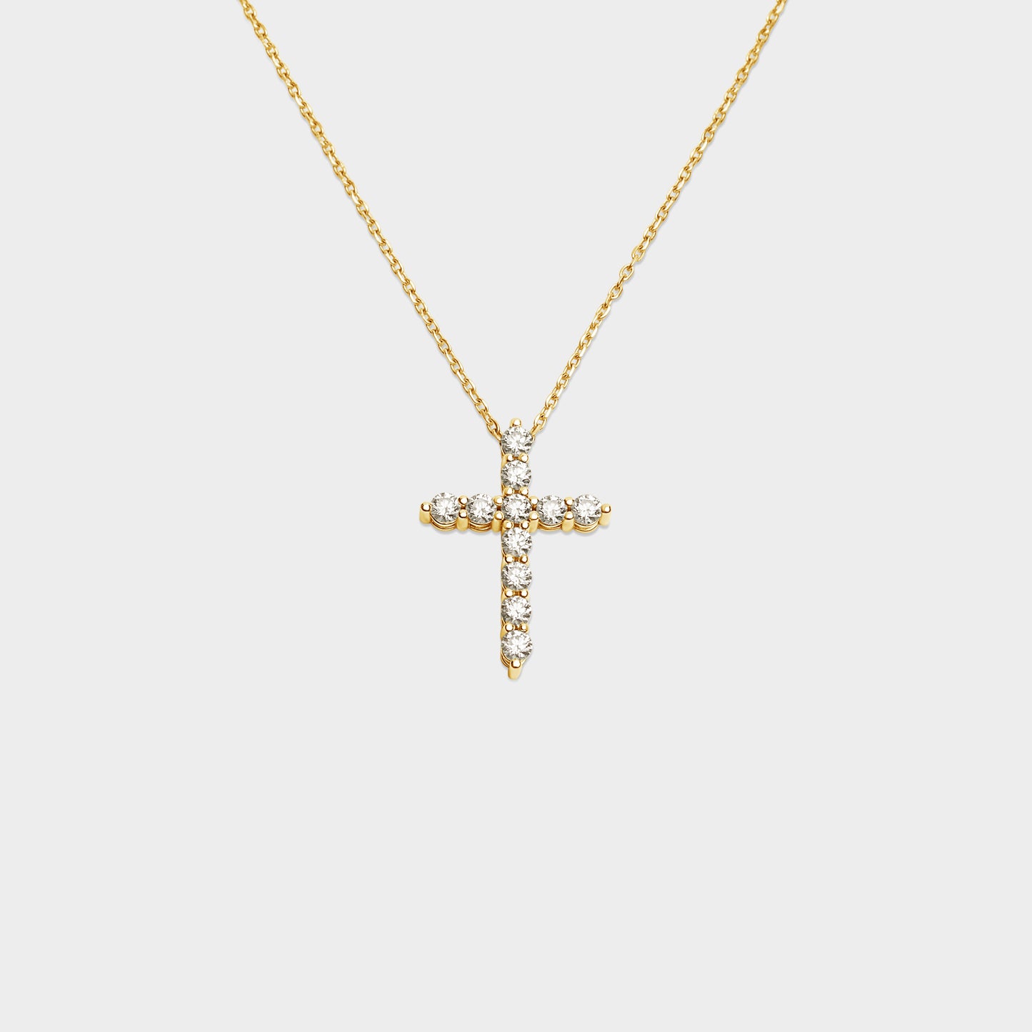 Felmeny Radiant Cross Necklace in Gold with Diamonds