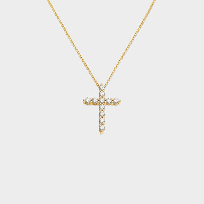 Felmeny Radiant Cross Necklace in Gold with Diamonds