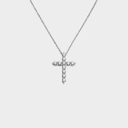 Felmeny Radiant Cross Necklace in White Gold with Diamonds