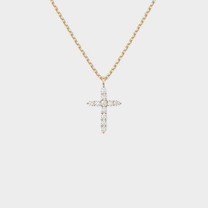 Felmeny Cross Necklace in Silver with Zircon