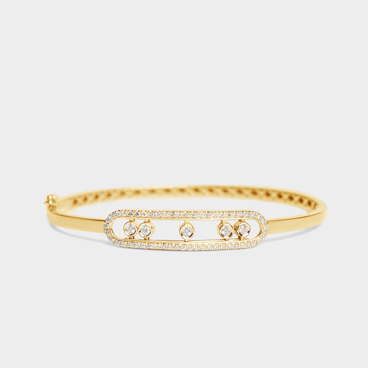 Felmeny V Move Bangle in Gold with Diamonds