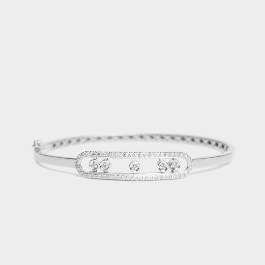 Felmeny V Move Bangle in White Gold with Diamonds