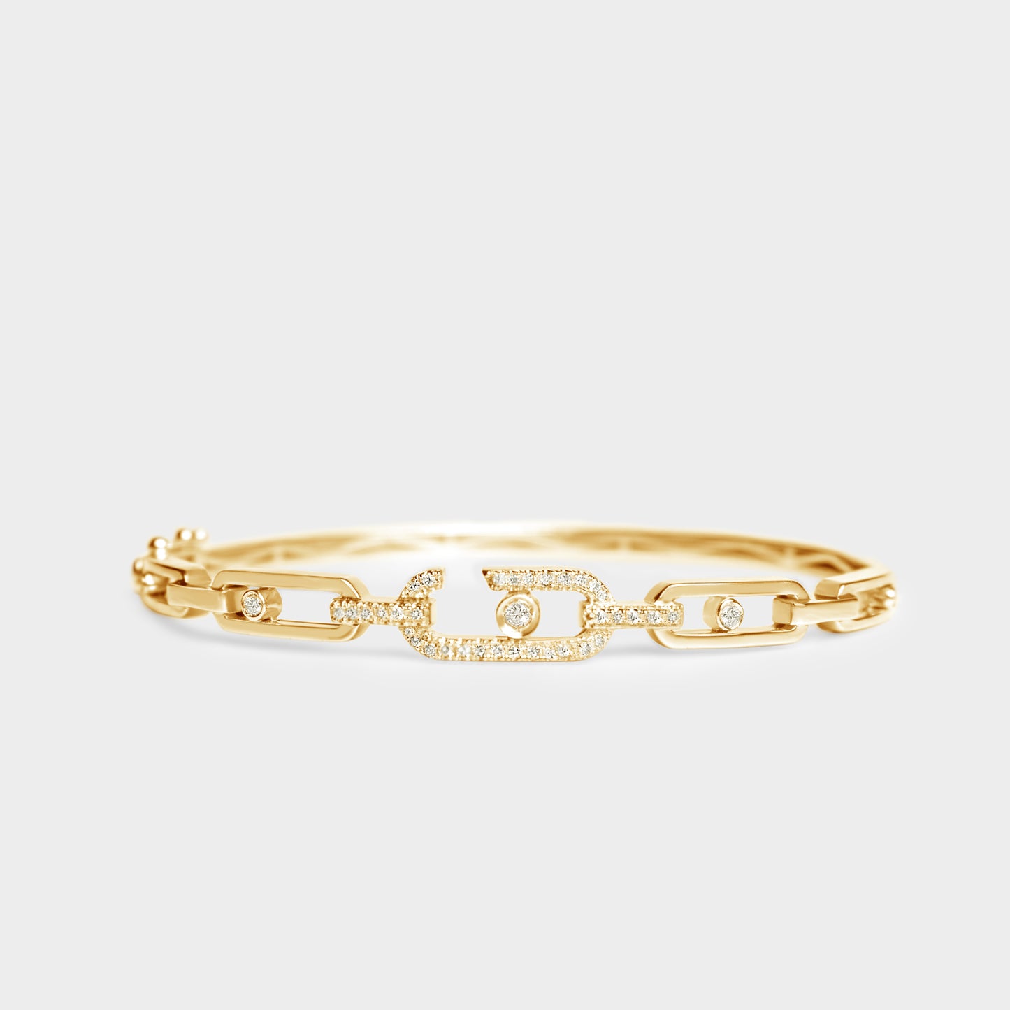 Felmeny Chain-Like Move Bangle in Gold with Diamonds