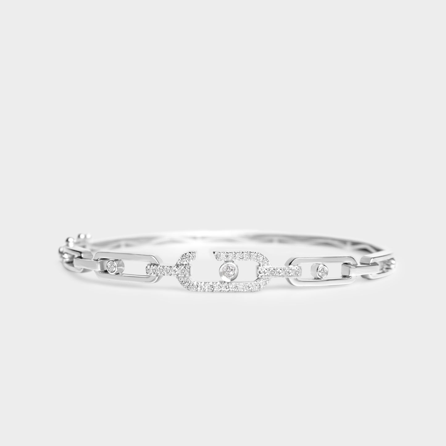 Felmeny Chain-Like Move Bangle in White Gold with Diamonds