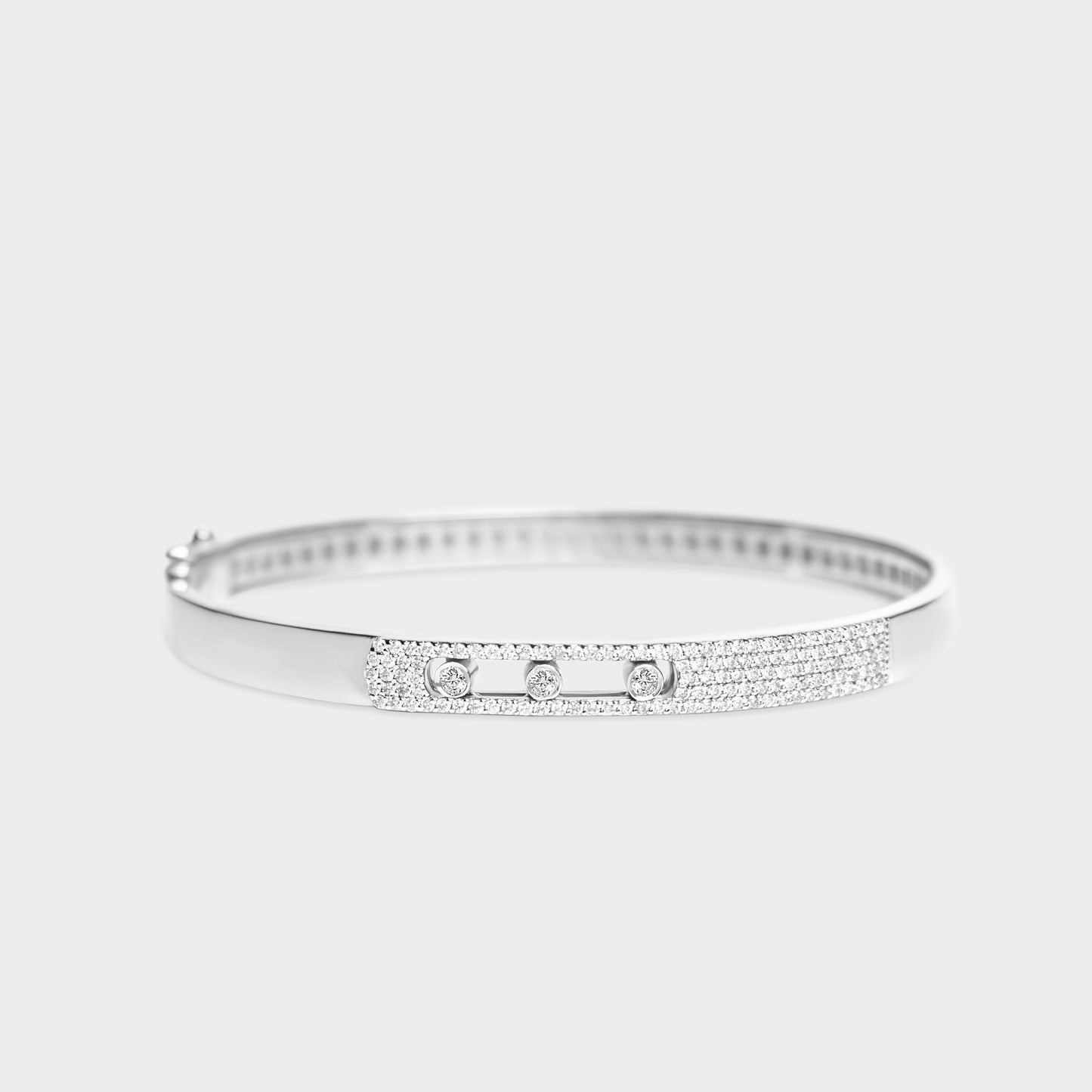 Felmeny Triplet Move Bangle in White Gold with Diamonds