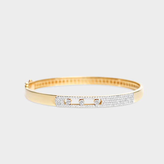 Felmeny Triplet Move Bangle in Gold with Diamonds