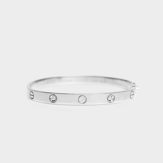 Felmeny Screw & Sparkle Bangle in White Gold with Diamonds