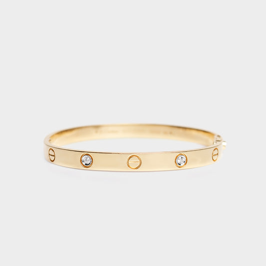 Felmeny Screw & Sparkle Bangle in Gold with Diamonds