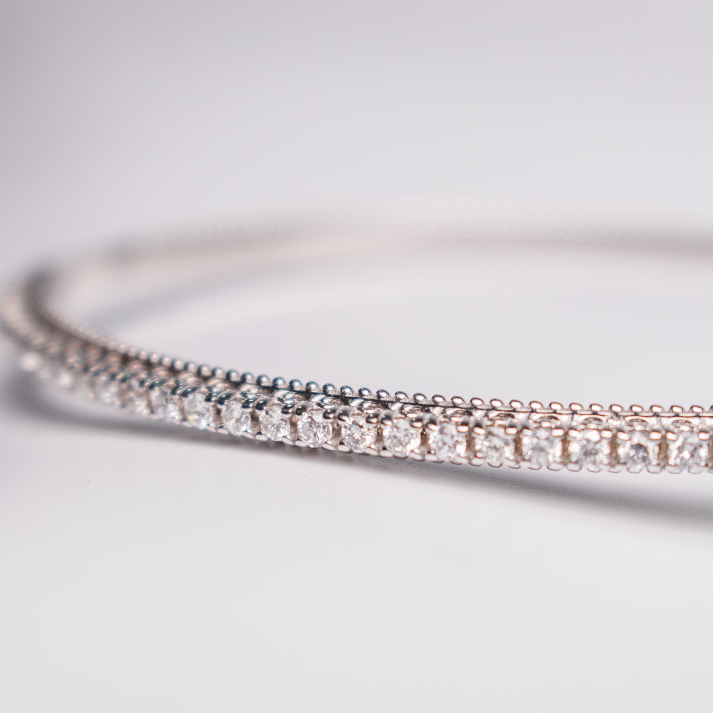 Felmeny Half Way Bangle in White Gold with Diamonds