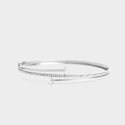Felmeny Joined Nail Bangle in White Gold with Diamonds