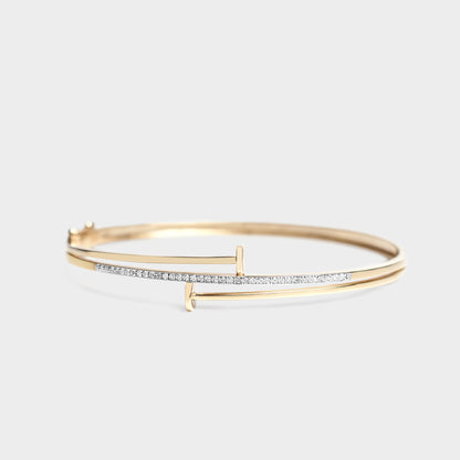 Felmeny Joinded Nail Bangle in Gold with Diamonds