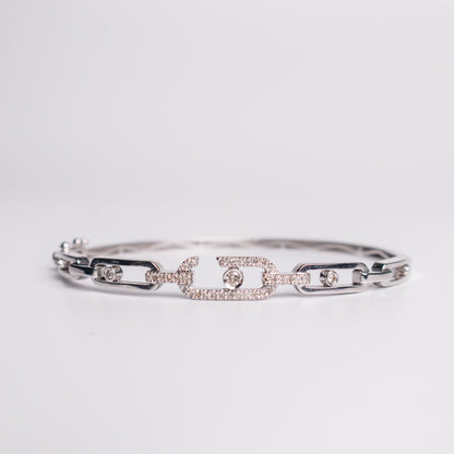 Felmeny Chain-Like Move Bangle in White Gold with Diamonds