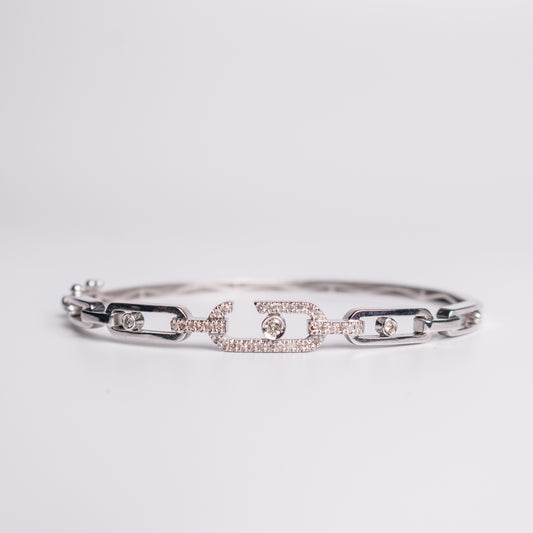 Felmeny Chain-Like Move Bangle in White Gold with Diamonds