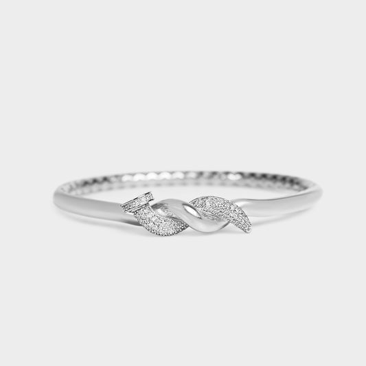 Felmeny Twisted Nail Bangle in White Gold with Diamonds