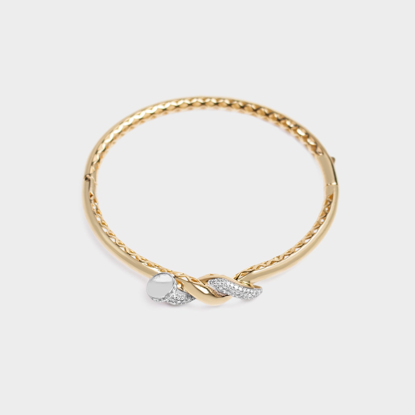 Felmeny Twisted Nail Bangle in Gold with Diamonds