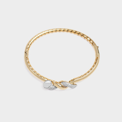 Felmeny Twisted Nail Bangle in Gold with Diamonds