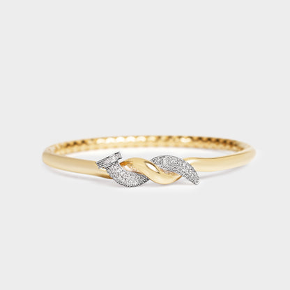 Felmeny Twisted Nail Bangle in Gold with Diamonds