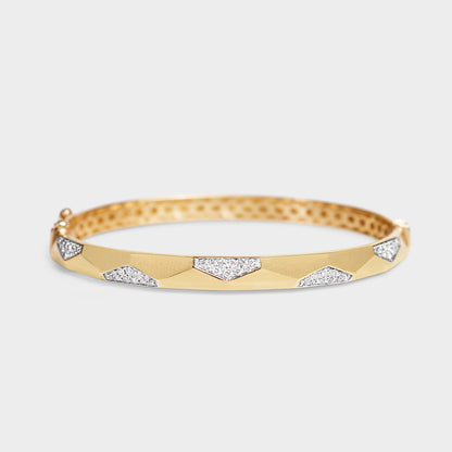 Felmeny Crested Home Bangle in Gold with Diamonds