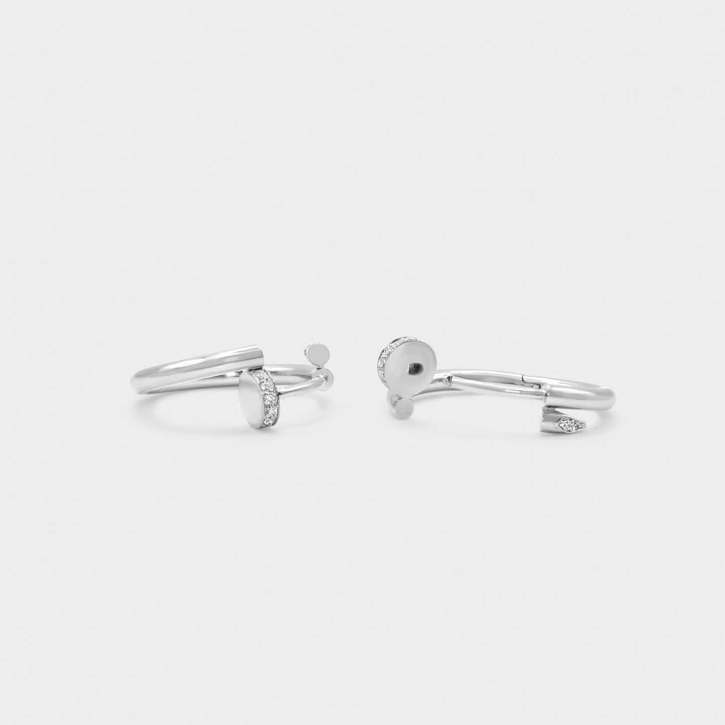 Felmeny Nail-Shaped Earrings in White Gold with Diamonds