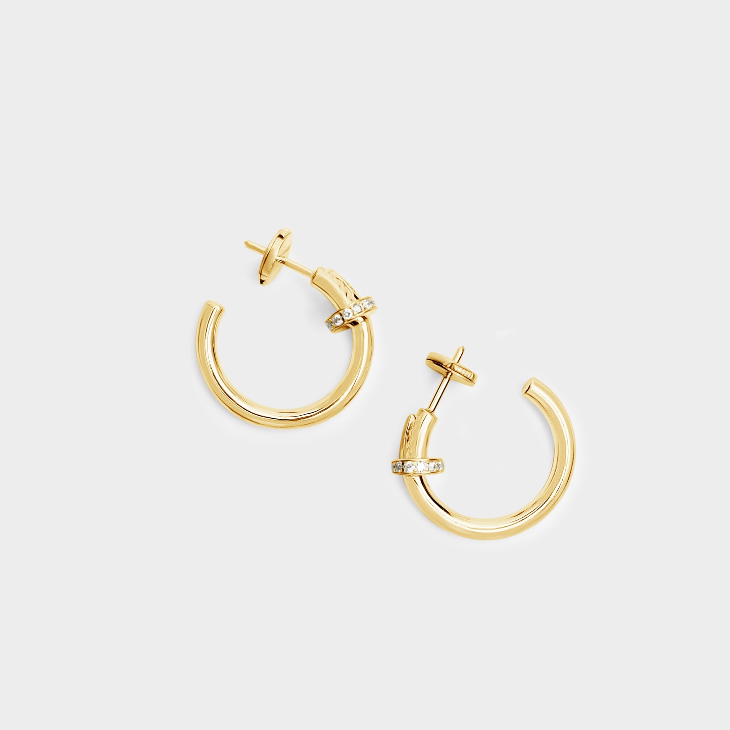 Felmeny Lunar Hoops Earrings in Gold with Diamonds