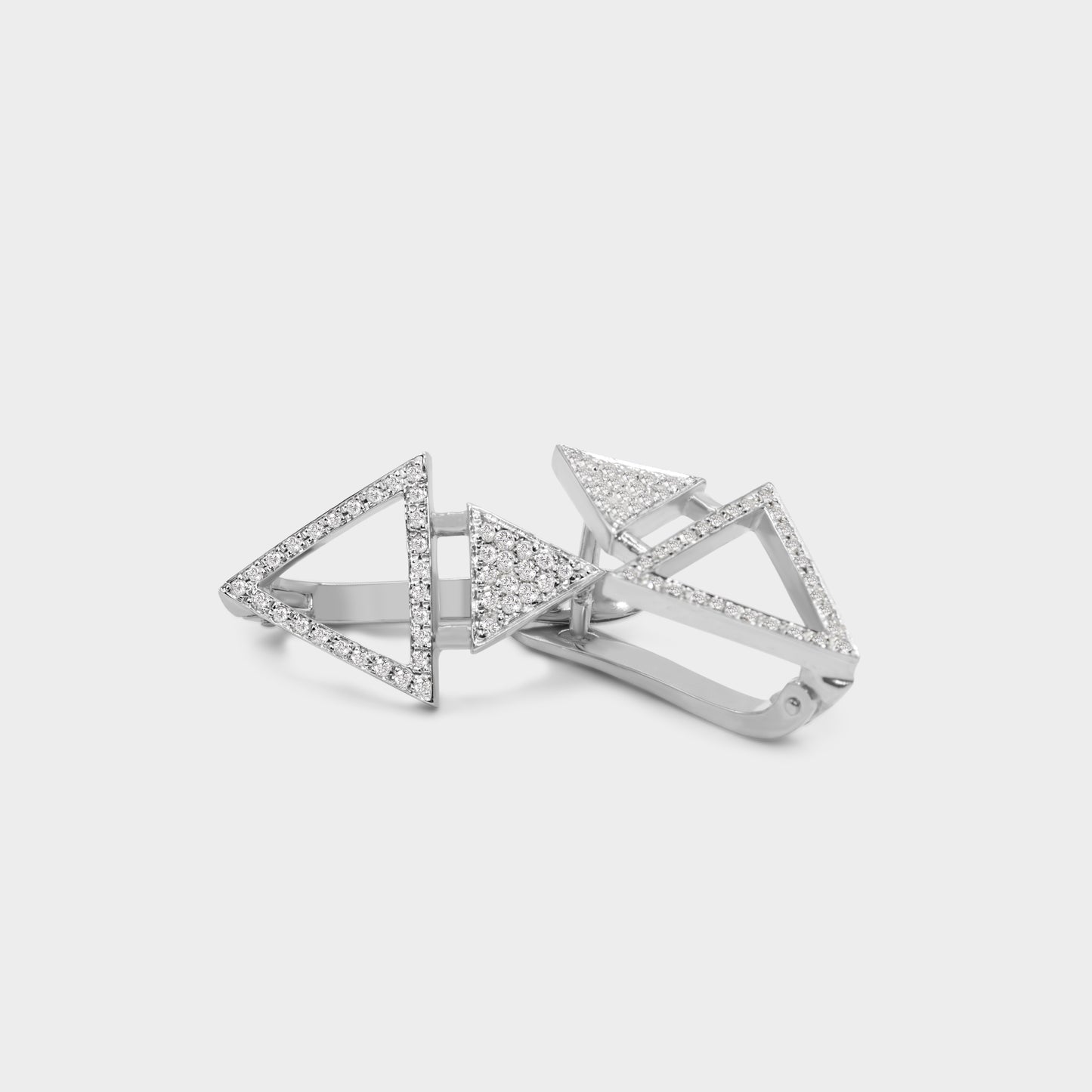 Felmeny Dual Pyramid Earrings in White Gold with Diamonds