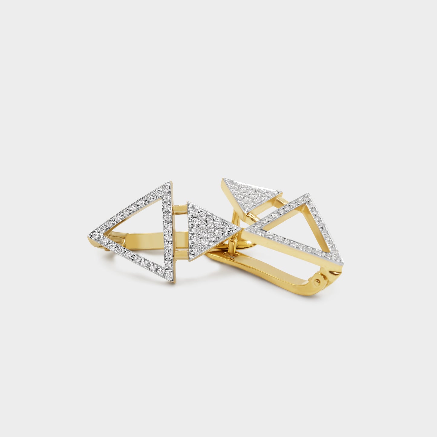 Felmeny Dual Pyramid Earrings in Gold with Diamonds