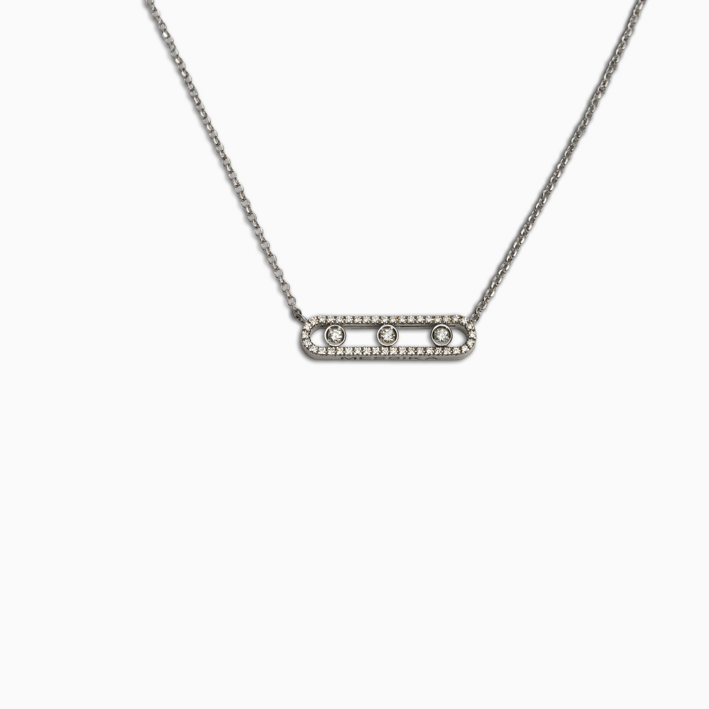 Felmeny V Move Necklace in White Gold with Diamonds