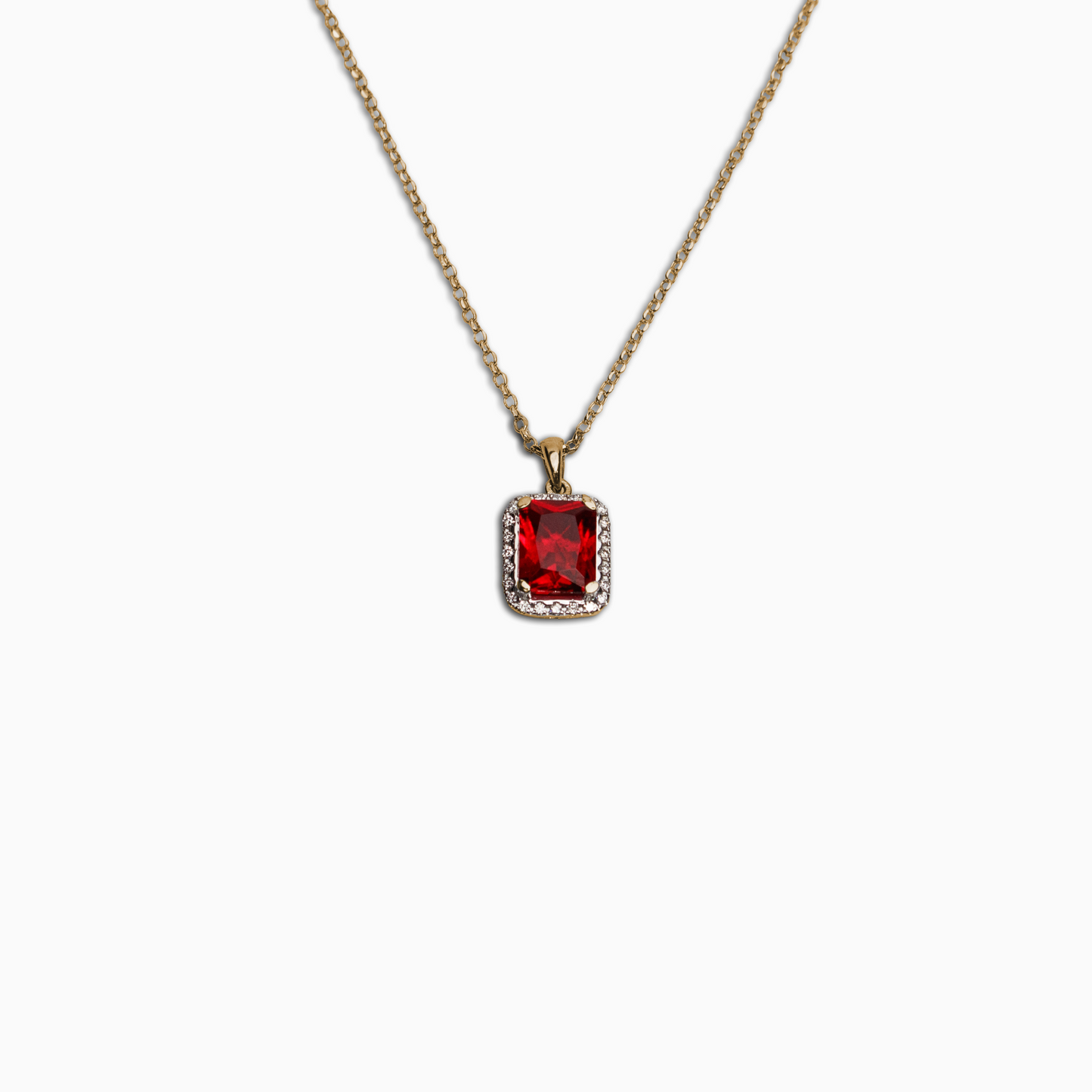 Felmeny Red Emerald Necklace in Gold with Diamonds