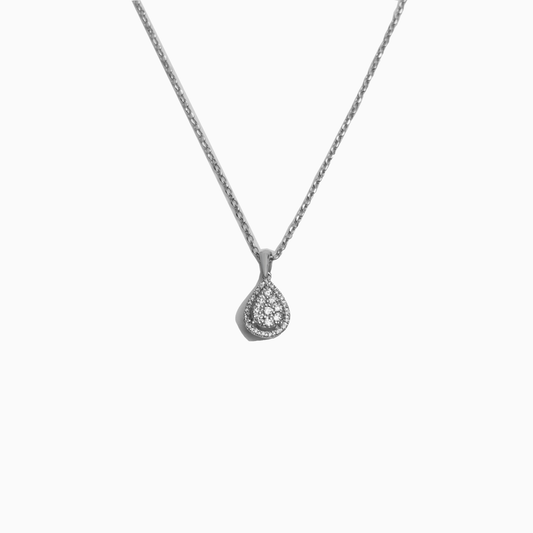 Felmeny Water Drop Necklace in White Gold with Diamonds