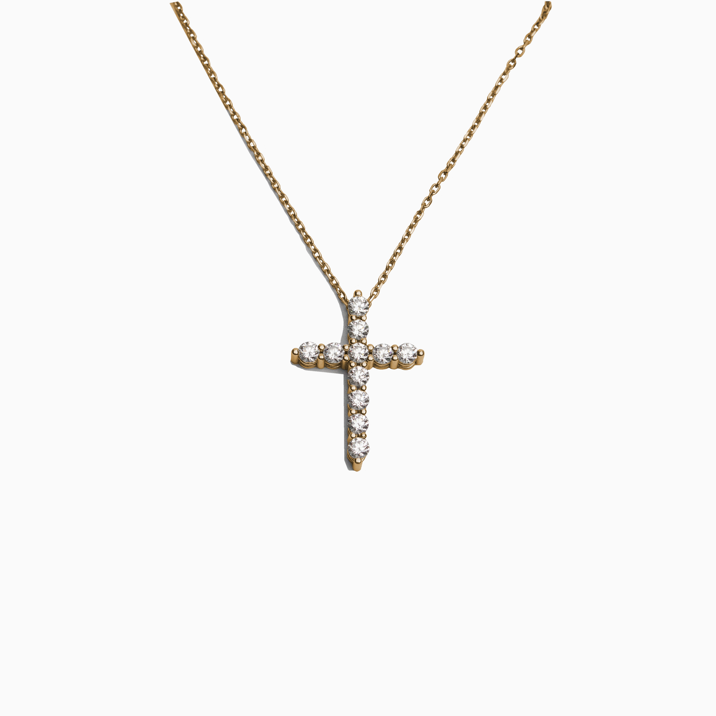 Felmeny Radiant Cross Necklace in Gold with Diamonds