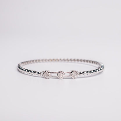 Felmeny Movable Stones Bangle in White Gold with Diamonds